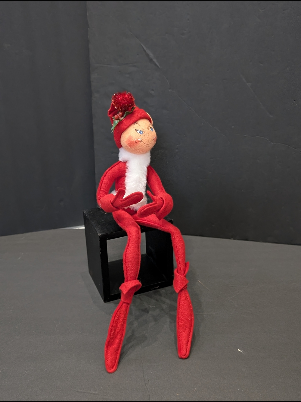 Annalee Red Holiday Elf Doll with White Trim